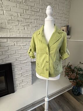 Allison Daley Lime Green Utility Jacket with Roll-Tab Sleeves Size 8P